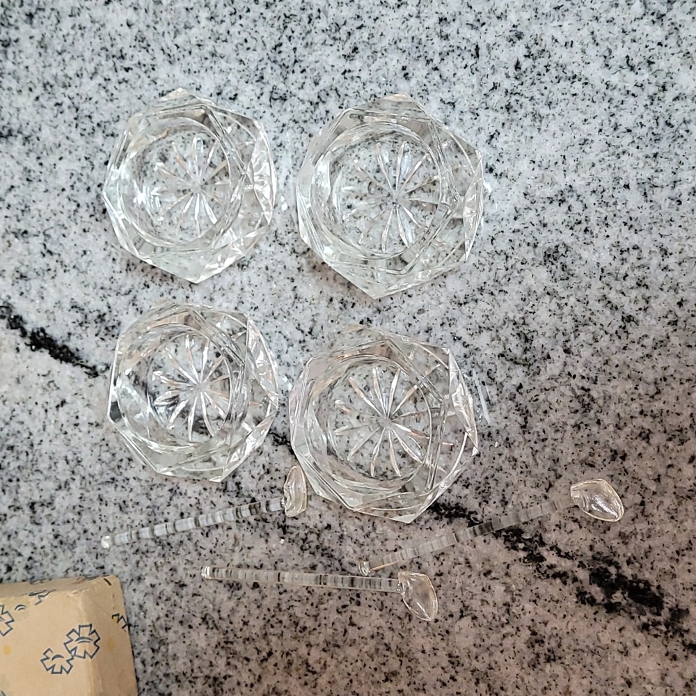 Set of 4 vintage salt cellars ,3 spoons - Picture 3 of 7